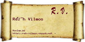 Réh Vilmos névjegykártya