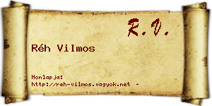 Réh Vilmos névjegykártya